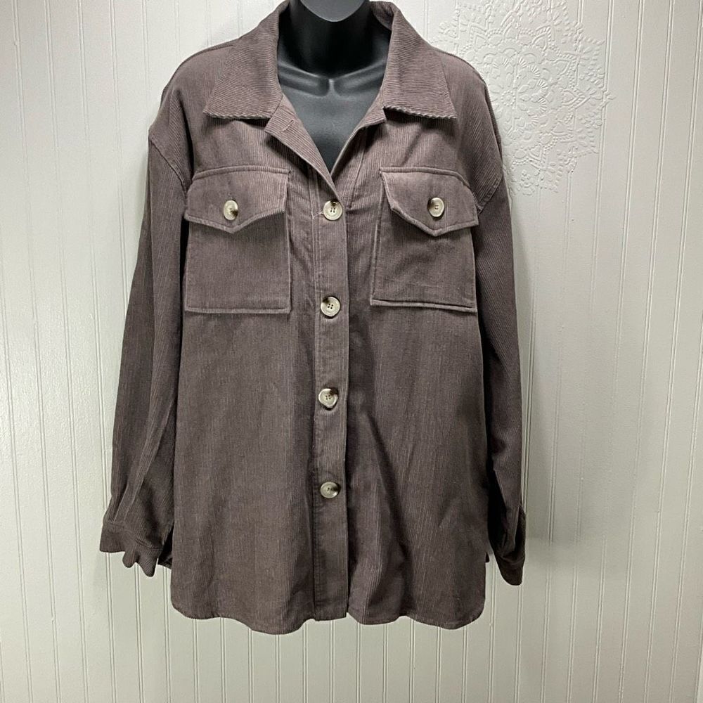 PEACH LOVE Corduroy Shirt Jacket